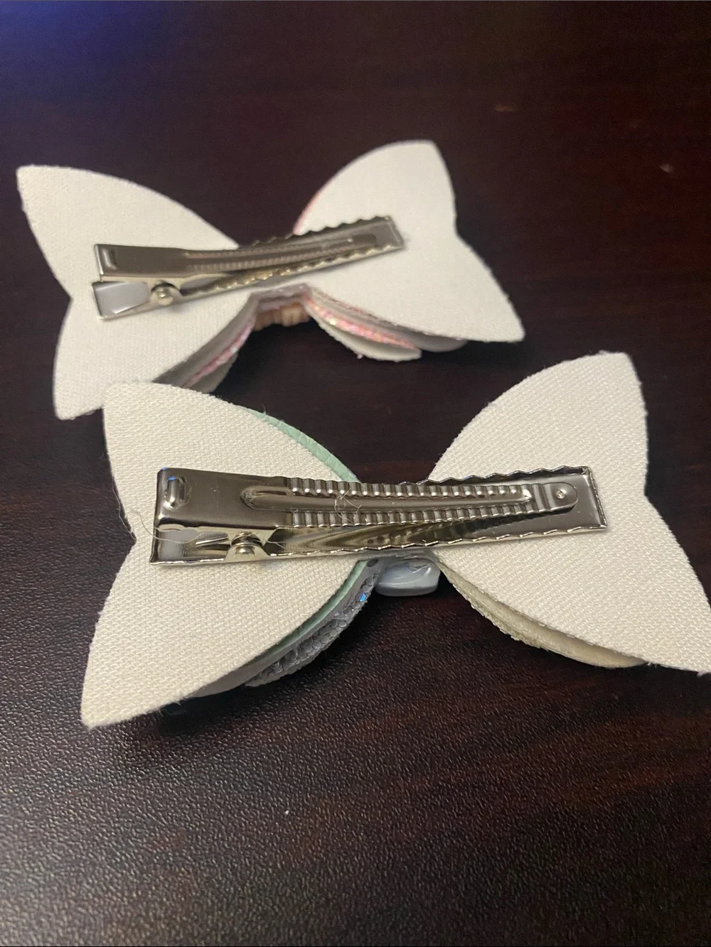 Glitter Bow Hair Clips for Kids - Pink & Mint